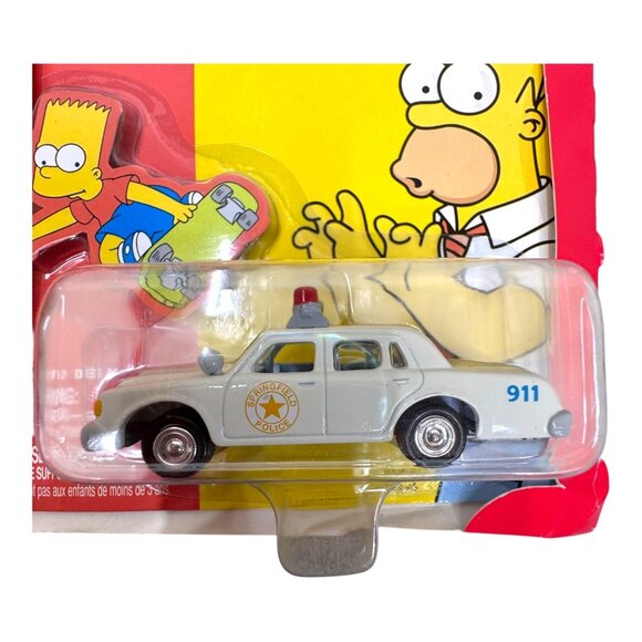 The Simpsons Johnny Lightning Diecast Car Set Springfield Police Car School Bus - Picture 5 of 5